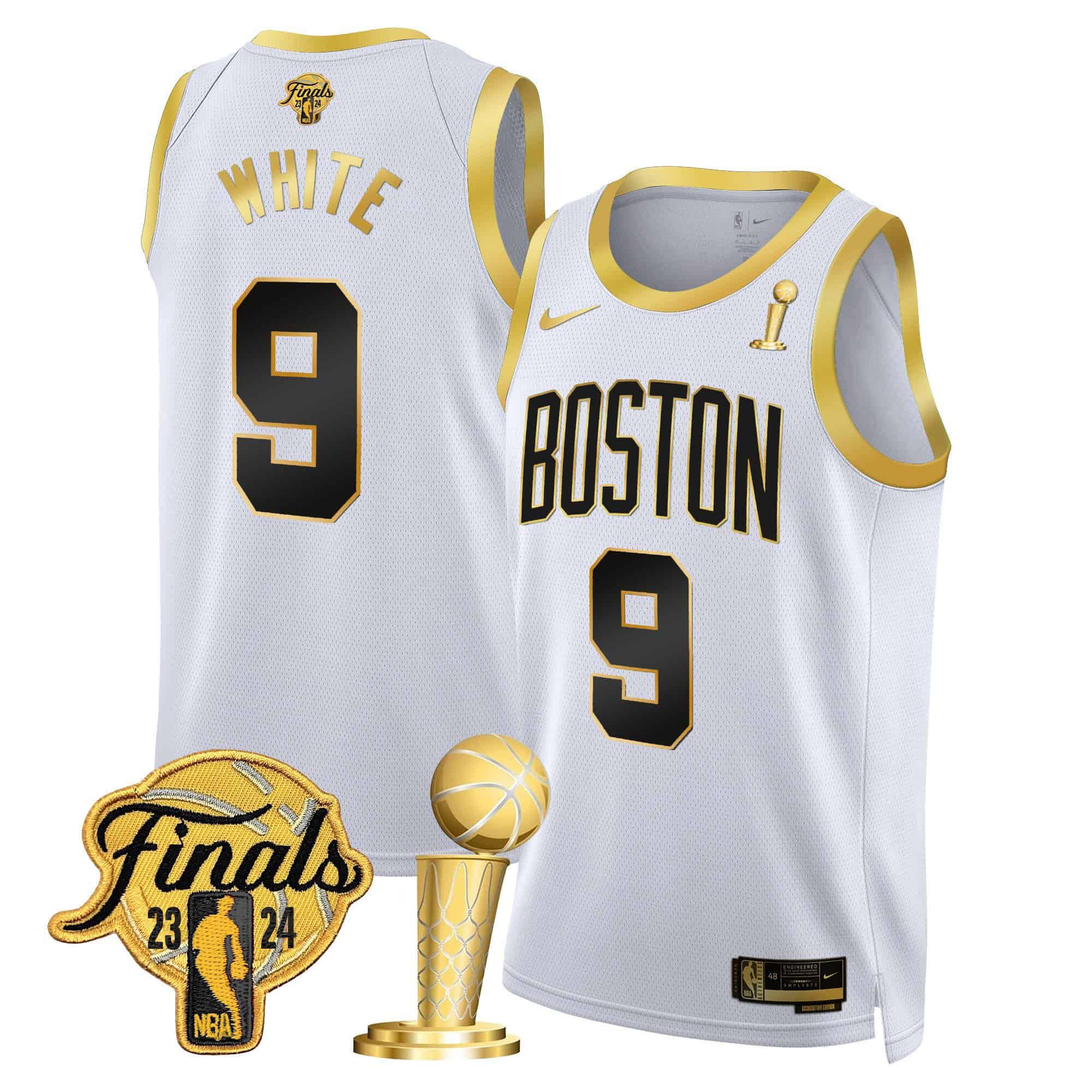 Men Boston Celtics #9 White White 2024 Nike Final & Champions Patch Swingman NBA Jersey->boston celtics->NBA Jersey